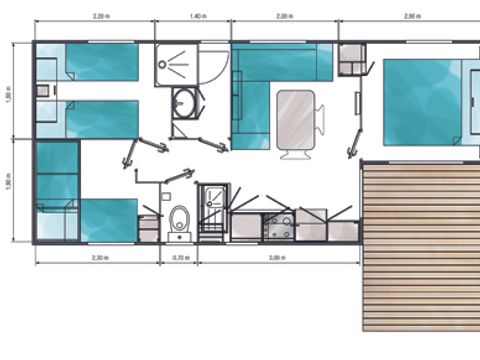 MOBILHOME 6 personnes - DECLICK avec terrasse semi-couverte