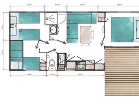MOBILHOME 6 personnes - DECLICK avec terrasse semi-couverte