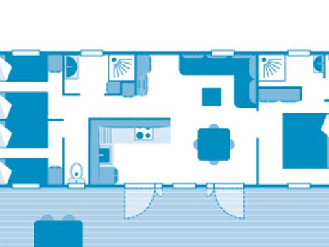 Mobilhome 6 personnes - Cottage Naiade 6p 3ch 2Sdb Premium