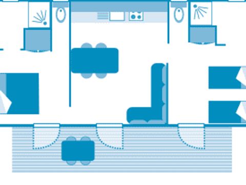 MOBILHOME 4 personnes - Cottage Naiade 4p 2ch 2Sdb Premium