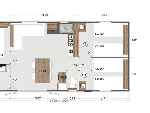MOBILHOME 8 personnes - Mobil-home 3ch 32M²