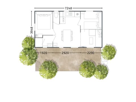 Mobilhome 5 personnes - Mobil-home Dune Mercredi/Mercredi 4/5 pers