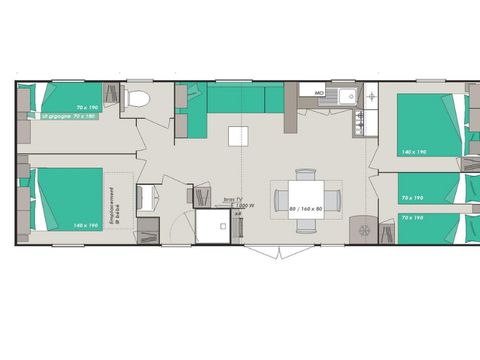 Mobilhome 8 personnes - Premium - 4 chambres - 38m²