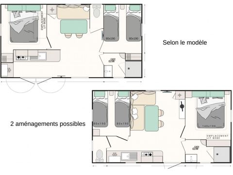 MOBILHOME 7 personnes - Mobil-home Evasion+ 7 personnes 2 chambres 28m²