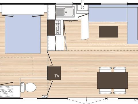 MOBILHOME 5 personnes - Mobil-home Evasion 28.5m² (2 chambres) (- de 8 ans) + TV + Terrasse 4/5 pers