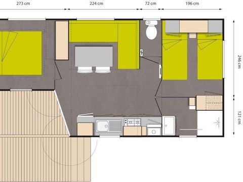 MOBILHOME 4 personnes - Cottage intégré 27.5m²/ Mercredi au Mercredi