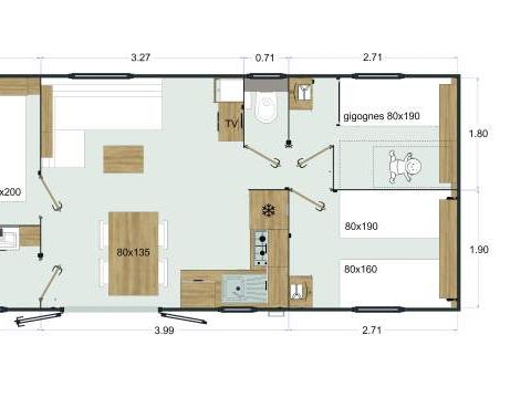MOBILHOME 4 personnes - Premium 2ch. avec spa (33m²)