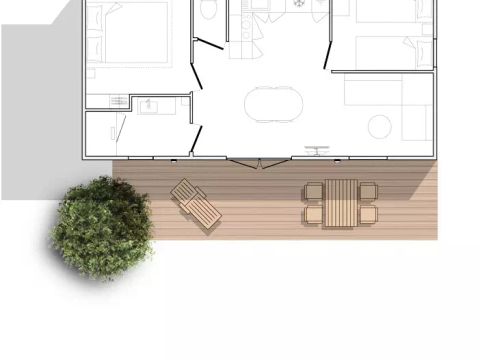 MOBILHOME 4 personnes - Mobil Home Cosy 3 Pièces 4 Personnes + TV