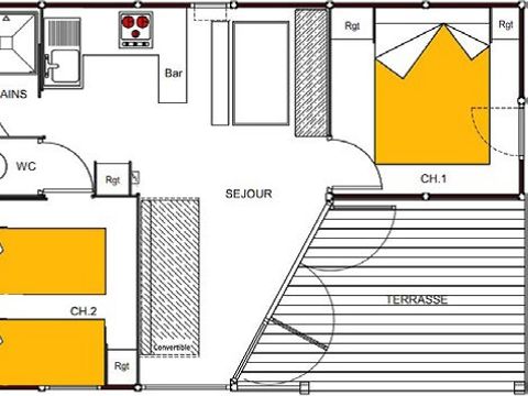 CHALET 5 personnes - Chalet Club 4/5p - 2 chambres - TV - Climatisation