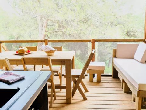 Tente en toile et en bois 5 personnes - Tente Lodge Premium 3 Pièces 5 personnes Climatisé