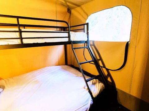 Tente en toile et en bois 5 personnes - Tente Lodge Premium 3 Pièces 5 personnes Climatisé