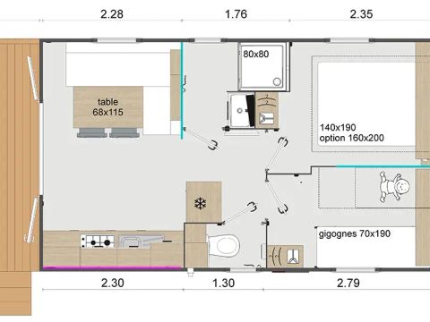 Mobilhome 4 personnes - Crocus + TV