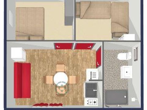 CHALET 4 personnes - Chalet PMR Marina Confort 30m² - 2 chambres + terrasse couverte 15m²