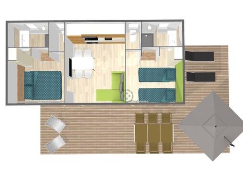 MOBILHOME 4 personnes - Premium côté piscine