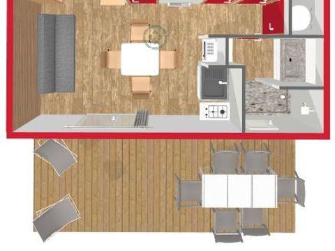 CHALET 4 personnes - Chalet Marina N°10 Confort 30m² - 2 chambres + terrasse couverte 15m²