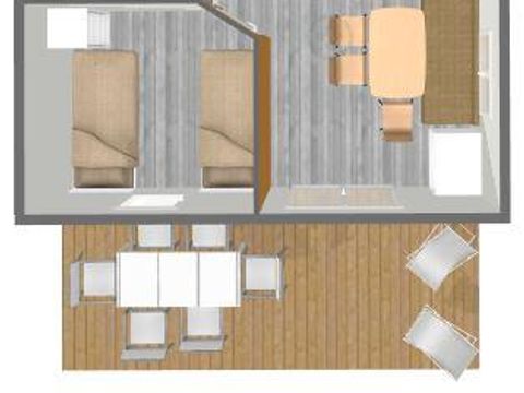 CHALET 4 personnes - Chalet Jade Confort 30m² (2 chambres) + Terrasse couverte 15m² + Côté rivière