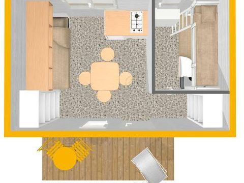 CHALET 2 personnes - CABANON JAUNE sans sanitaires
