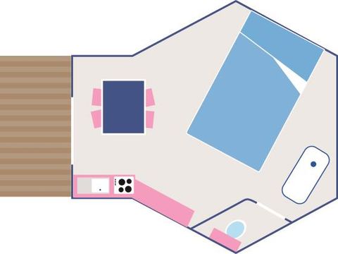 Hébergement 2 personnes - Lodge Venezia - 18m² - Baroque, romantique avec sa baignoire à l'ancienne et petit déjeuner compris.