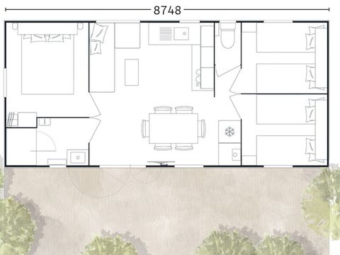 Mobilhome 6 personnes - Mobil-home | Premium | 3 Ch. | 6 Pers. | Terrasse Lounge | Clim. | TV