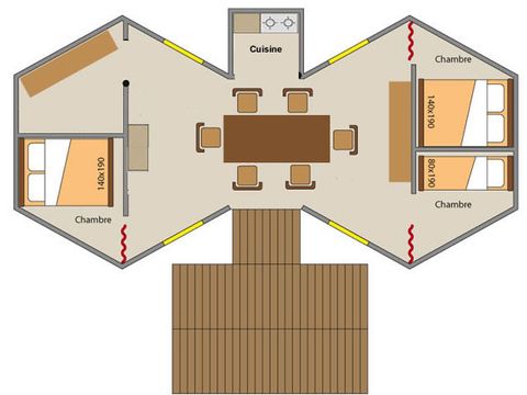 HÉBERGEMENT INSOLITE 6 personnes - 3 chambres sans sanitaires