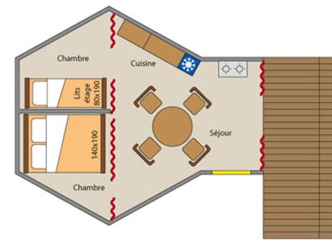 HÉBERGEMENT INSOLITE 4 personnes - 2 chambres sans sanitaires