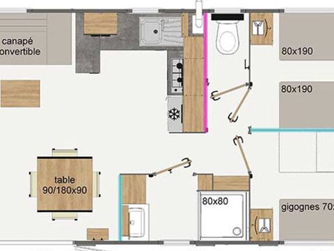 MOBILHOME 8 personnes - 3 chambres ELITE avec 2 sdb, 2wc