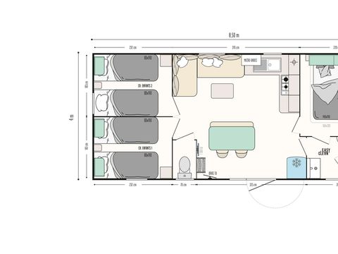 MOBILHOME 8 personnes - Mobil home super cordelia 3 chambres avec terrasse semi couverte ( annee 2025)