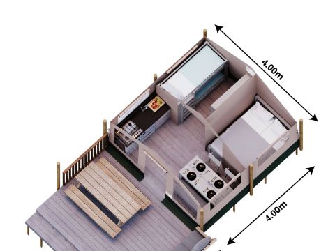 Tente en toile et en bois 4 personnes - Safari Salguer