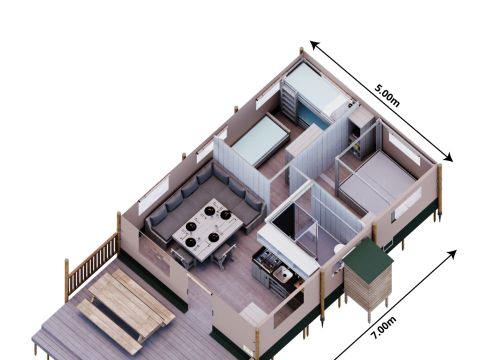 BUNGALOW TOILÉ 5 personnes - Safari Castell