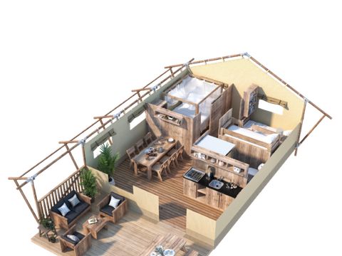 TENTE TOILE ET BOIS 5 personnes - GLAMPING TRAMUNTANA