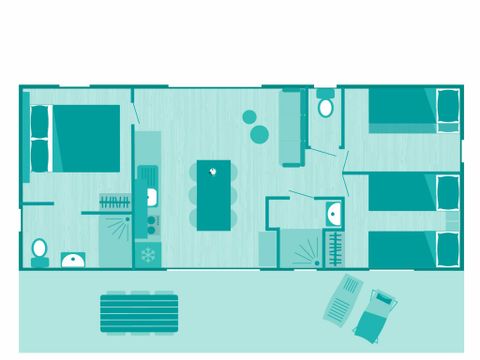MOBILHOME 6 personnes - Ciela Prestige Key West 3 chambres dont une suite parentale