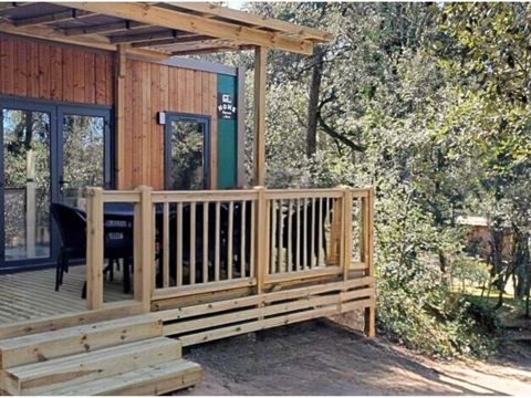 MOBILHOME 2 personnes - Homeflower Premium - 1 chambre + Terrasse semi-couverte + TV + LV + Clim + Draps inclus