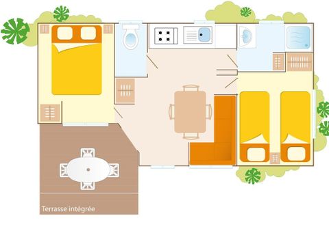 MOBILHOME 6 personnes - Comfort | 2 Ch. | 4/6 Pers. | Terrasse simple