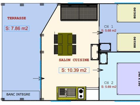 Tente en toile et en bois 4 personnes - Freeflower Standard 28m² (2 chambres) + terrasse couverte 8m²- sans sanitaires et sans salle de bain | 4 personnes