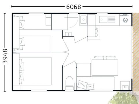 Mobilhome 4 personnes - 27m² / - 2 chambres