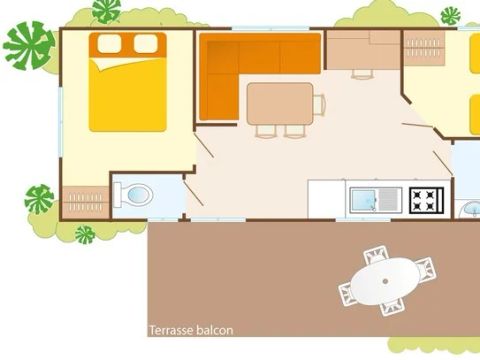 MOBILHOME 6 personnes - Classic | 2 Ch. | 4/6 Pers. | Terrasse surélevée | Clim.