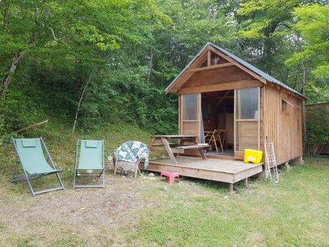 Hébergement 2 personnes - Cabane Roulotte 14 m2 avec terrasse