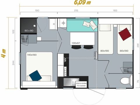 MOBILHOME 4 personnes - Vénus Clim 22m² 4 pers
