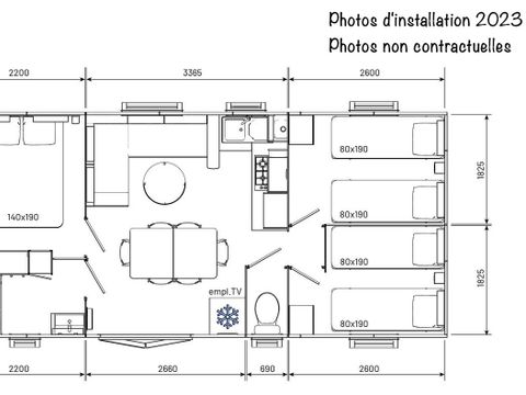 MOBILHOME 6 personnes - New Espace 33m² Clim TV