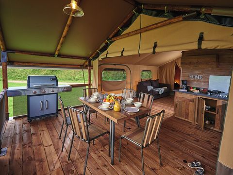 TENTE TOILE ET BOIS 7 personnes - Tente Ciela Nature Lodge - 2 chambres - Cuisine équipée – Salle de bain