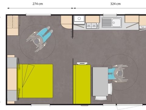 MOBILHOME 4 personnes - Mobil Home Confort 27m² (2 chambres) PMR + terrasse + TV