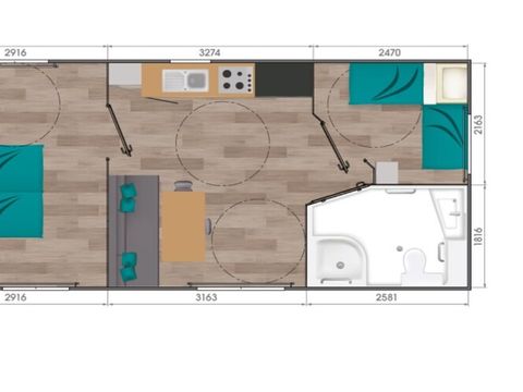 Mobilhome 4 personnes - Confort + 2 Chambres 4 Personnes PMR