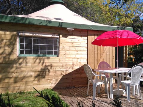Tente en toile et en bois 5 personnes - Tente Lodge Meublée 2 chambres 5 P