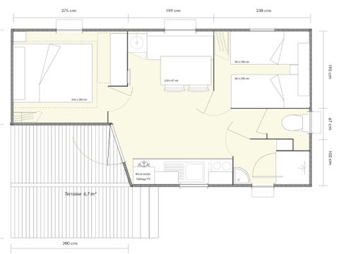 Mobilhome 5 personnes - Lodge Confort 2 chambres 4/5 P