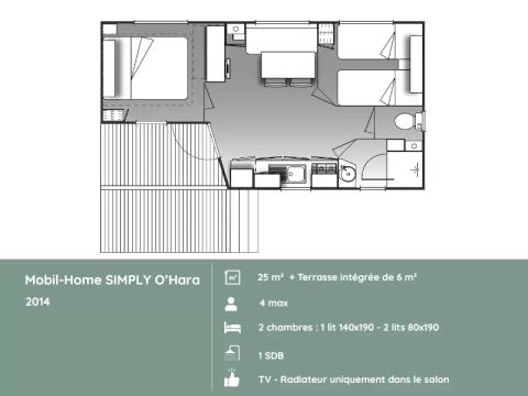 MOBILHOME 4 personnes - SIMPLY O'hara 3 Pièces 4 Personnes + TV