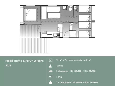 Mobilhome 6 personnes - SIMPLY – - 3 chambres