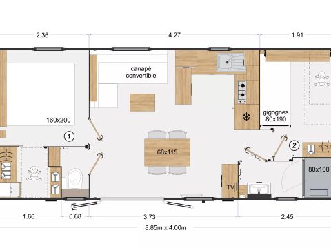 LODGE 4 personnes - Lodge PREMIUM 3 Pièces 4 Personnes + TV