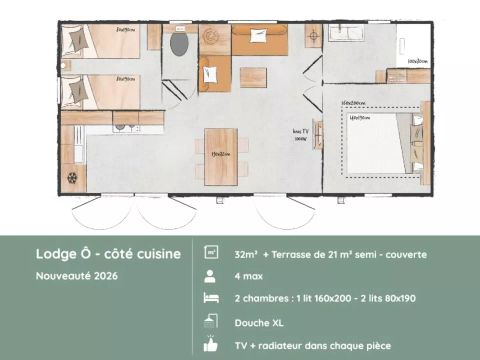 LODGE 4 personnes - Lodge O Côté Cuisine - 3 Pièces pour 4 Personnes + TV