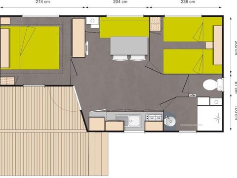 MOBILHOME 4 personnes - Cottage Saphir 4P. 2 chambres 1 salle de bain **