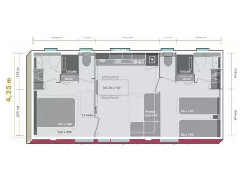 MOBILHOME 4 personnes - Cottage Rubis 4P. 2 chambres 2 salles de bain ****